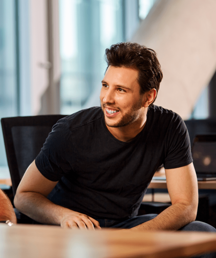 A man listening to other people's words.